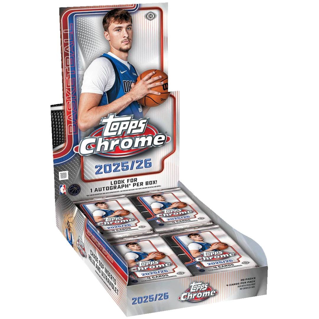 2025-26 Topps Chrome Basketball Hobby Box, 20 packs of 4 cards