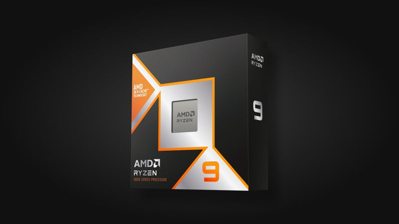 AMD Ryzen 9 9950X3D boxed desktop processor (100-100000719WOF), black and orange retail box