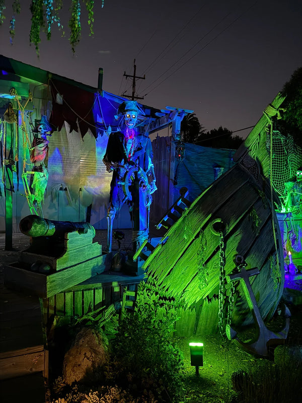 9 ft Haunted Pirate Ship with Skeleton Crew Halloween Decoration
