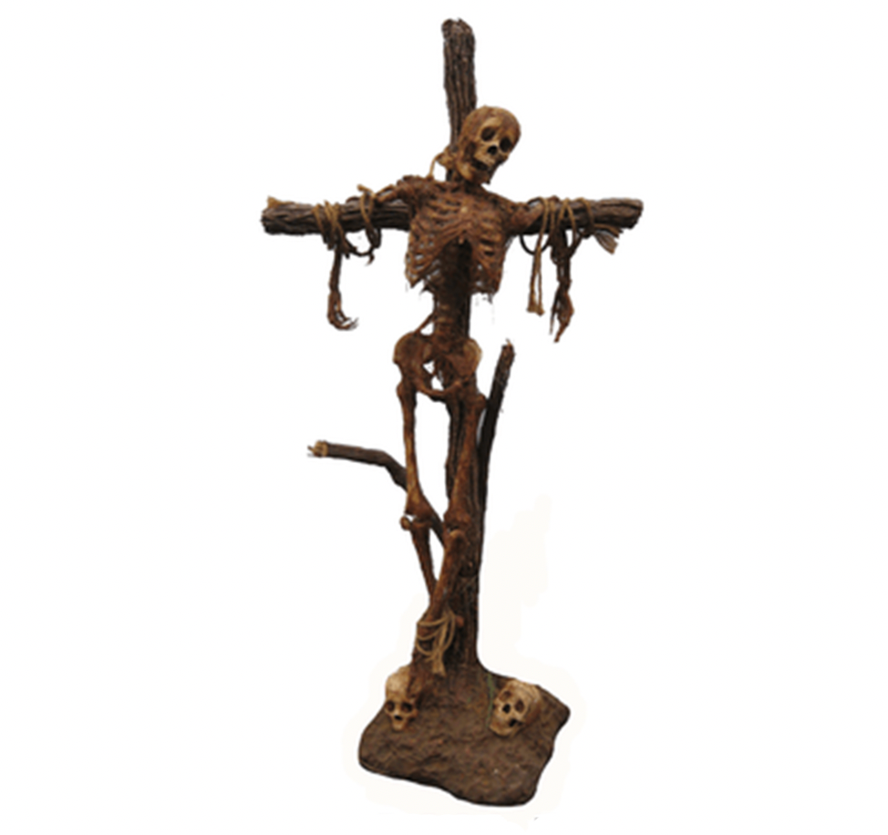 Skeleton on a Cross Halloween display
